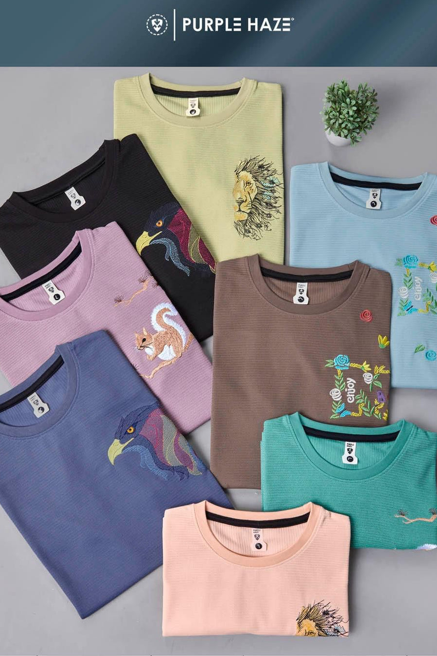 Embroidered textured T-shirt