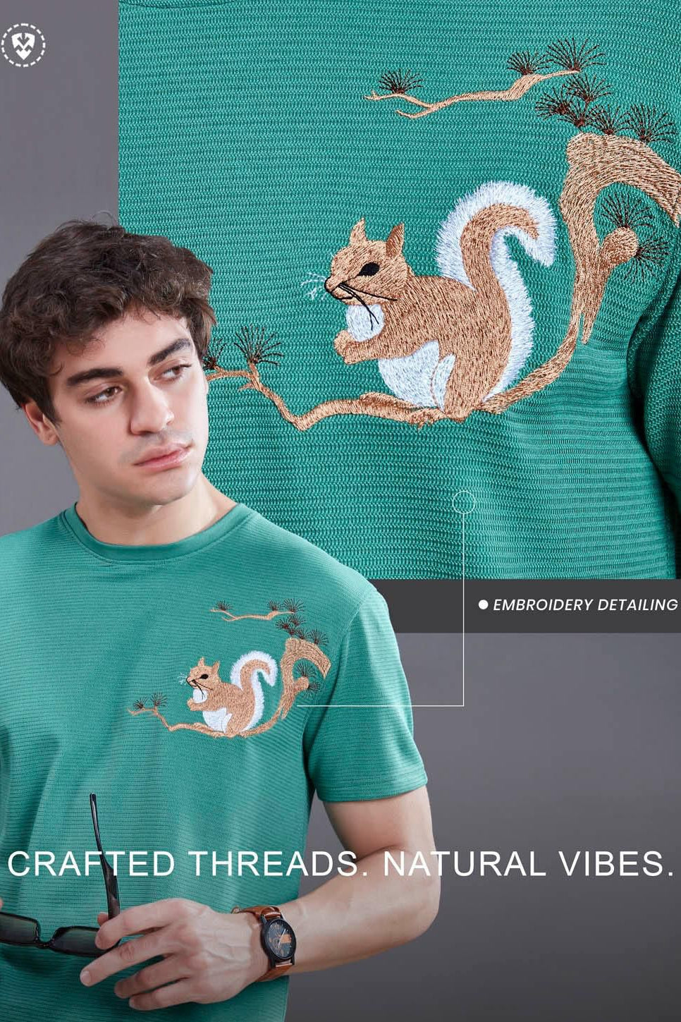 Embroidered textured T-shirt