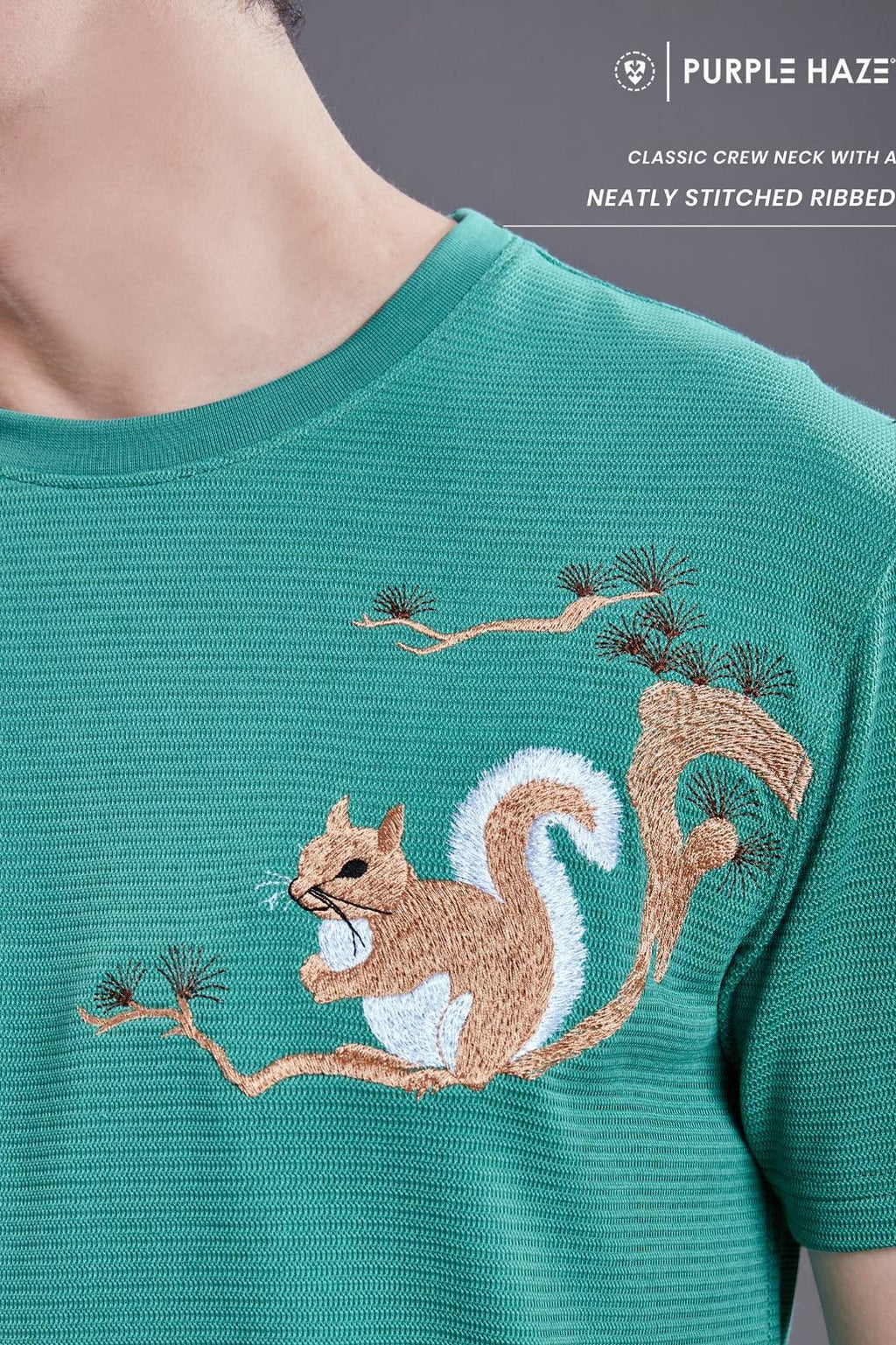 Embroidered textured T-shirt